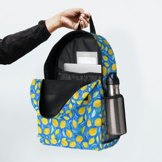 Modern Blue Yellow Citrus Lemon Watercolor Pattern