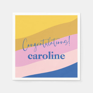Modern Blue Yellow Custom Congratulations Graduate Napkins