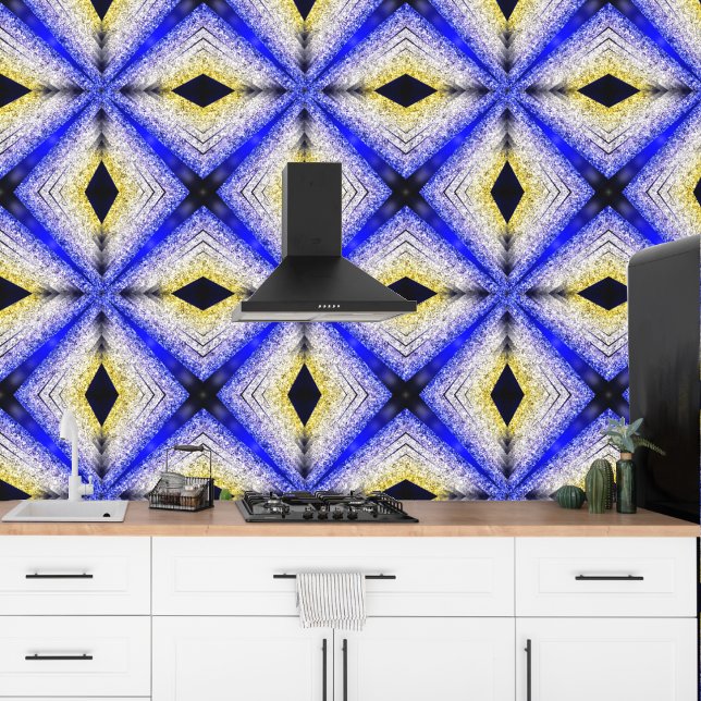 Modern blue yellow glitter geometric pattern wallpaper  (Creator Uploaded)