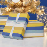 Modern blue yellow gold cream stripes Hanukkah Wrapping Paper<br><div class="desc">Modern blue,  light blue,  yellow,  gold,  cream bold stripes pattern Hanukkah gift Wrapping Paper.</div>
