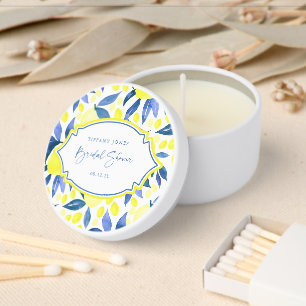 Modern Blue Yellow Lemons Bridal Shower Mini Candle Favors