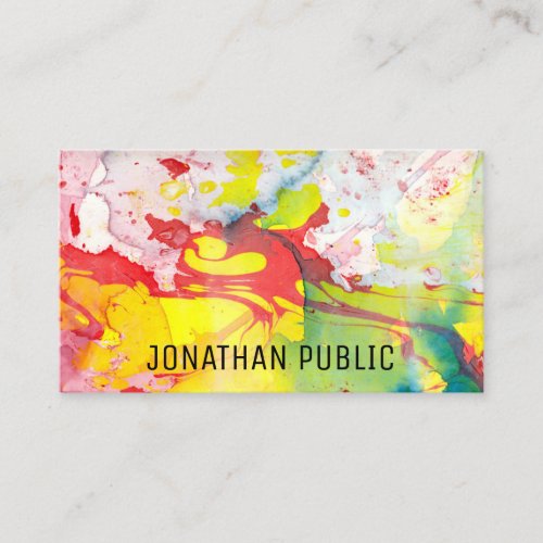 Modern Blue Yellow Pink Red Abstract Template Business Card