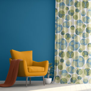 Modern Blue Yellow Polks Dot Abstract Pattern Blackout Curtains
