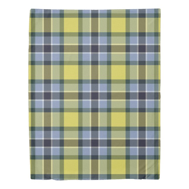 Modern Blue & Yellow Tartan Plaid Pattern Duvet Cover (Front)