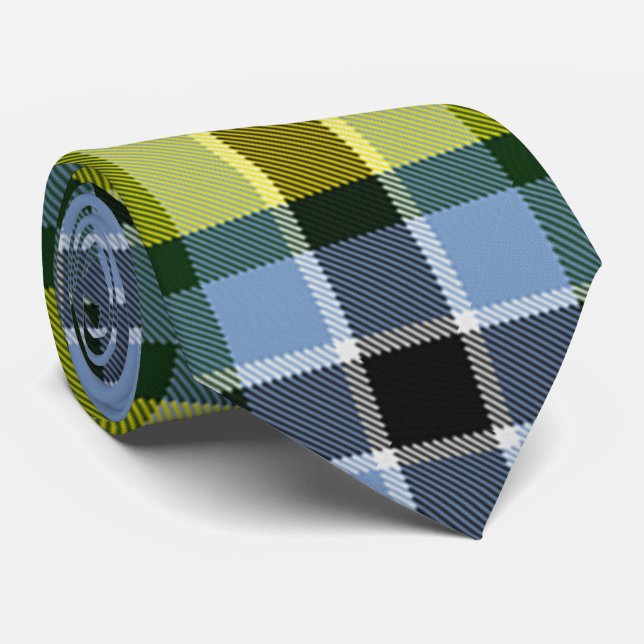 Modern Blue & Yellow Tartan Plaid Pattern Neck Tie (Rolled)