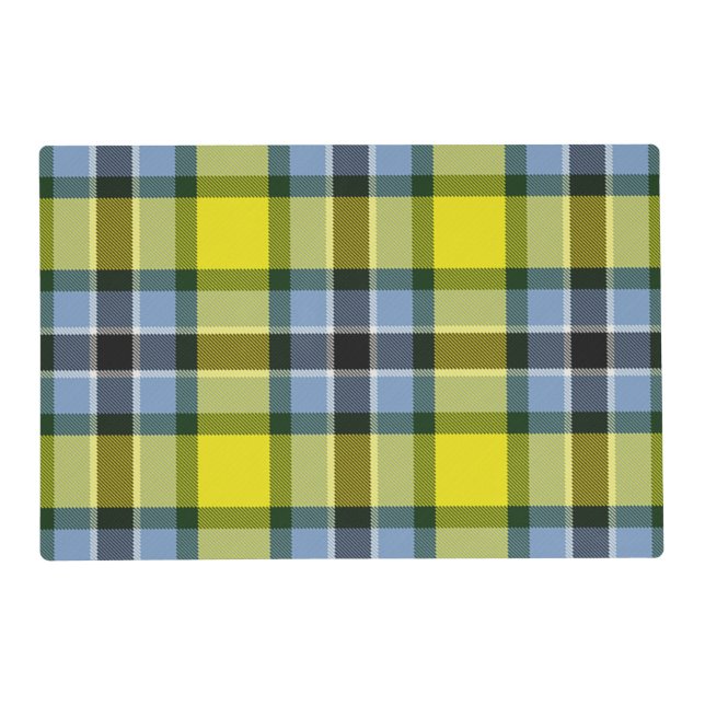 Modern Blue & Yellow Tartan Plaid Pattern Placemat (Front)