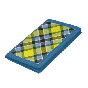 Modern Blue & Yellow Tartan Plaid Pattern Trifold Wallet