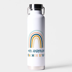 Modern blue yellow teacher elegant rainbow gift wa water bottle