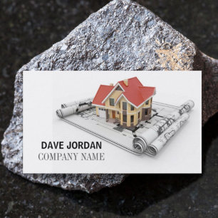 Modern Blueprint Construction Architect Contractor Business Card