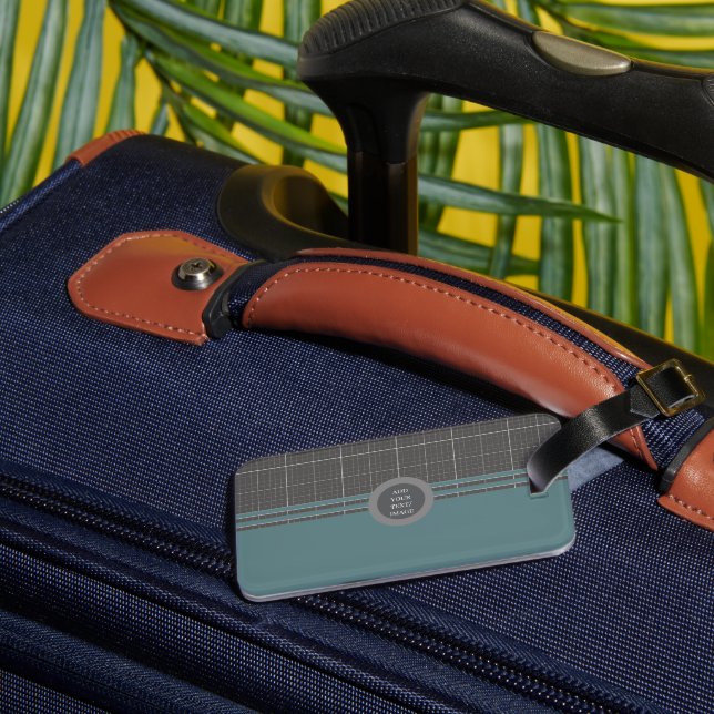 Modern Blueprint Geometric Grid Lugagge Tag LT02 (Back Insitu 1)