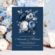 Modern Blues & Gray Floral Wedding