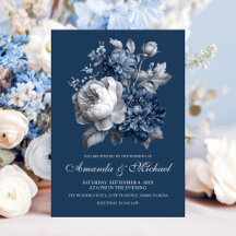 Modern Blues & Gray Floral Wedding