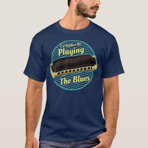 Modern Blues Harmonica Jazz Music Gift Rather T_Shirt