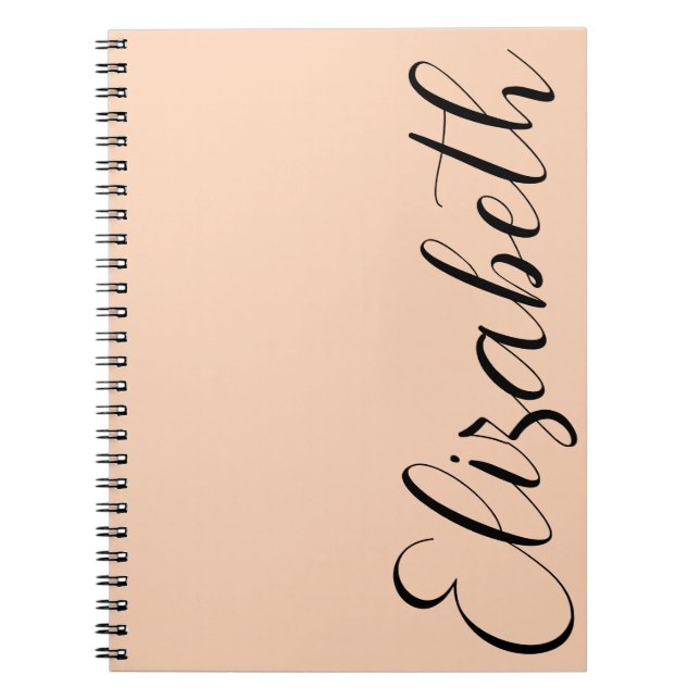 Modern Blush and Black Script Font Minimal Elegant Notebook (Front)