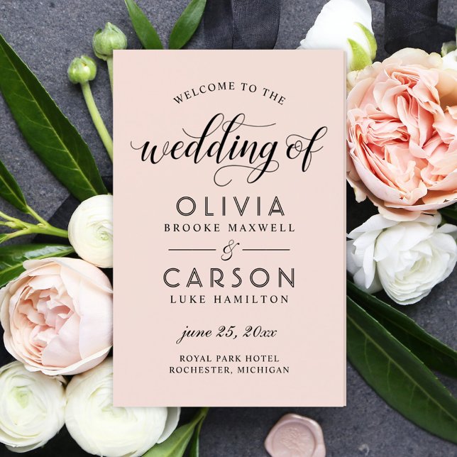 Modern Blush and Black Wedding Programs (Creator Uploaded)