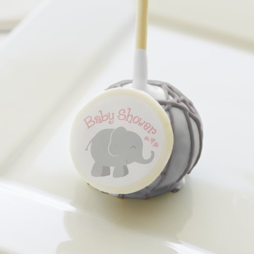 Modern Blush and Gray Elephant Girl Baby Shower Cake Pops