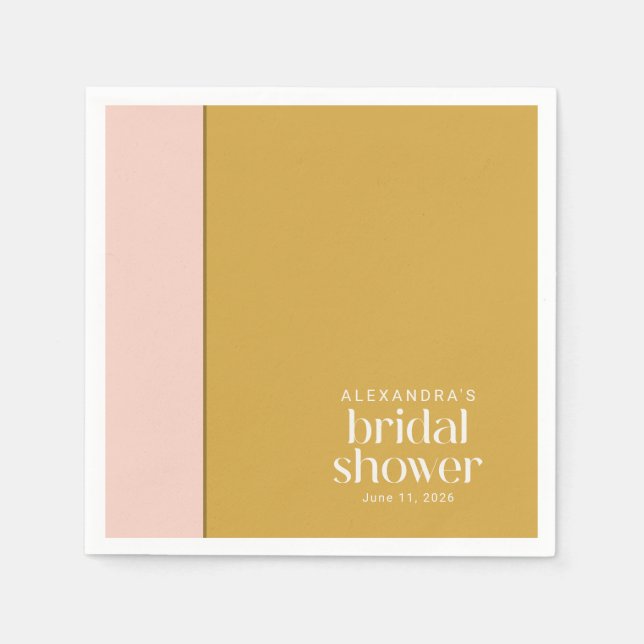 Modern Blush and Mustard Geometric Bridal Shower  Napkins (Front)