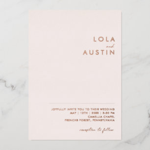 Modern Blush And Rose Gold Casual Wedding Real Foil Invitation