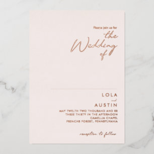Modern   Blush And Rose Gold The Wedding Of Real Foil Invitation
