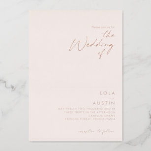 Modern   Blush And Rose Gold The Wedding Of Real Foil Invitation