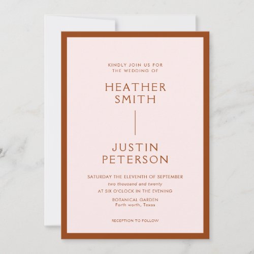 Modern Blush and Terracotta Wedding Invitations