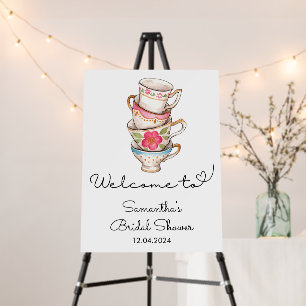 Modern Blush and White Tea Party Bridal Shower Foam Board
