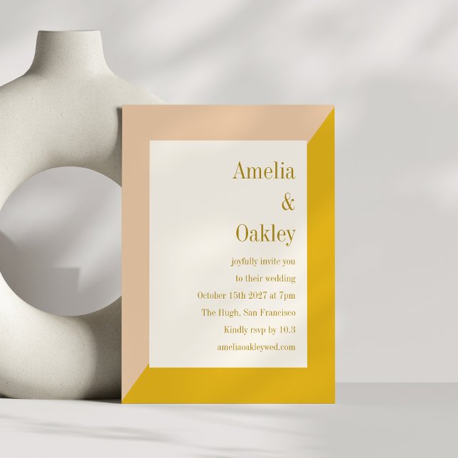 Modern Blush and Yellow Elegant Geometric Wedding Invitation (Creator Uploaded)
