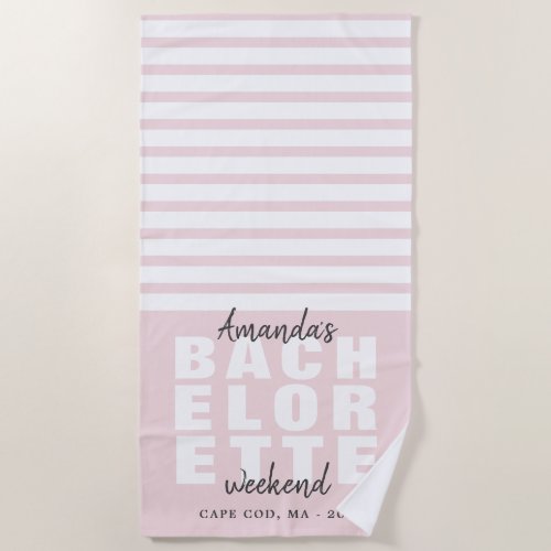 Modern Blush Bachelorette Gift Beach Towel