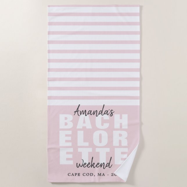 Modern Blush Bachelorette Gift Beach Towel (Front)