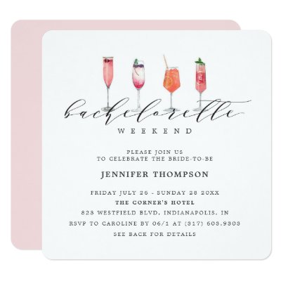 Modern Blush Bachelorette Weekend Invitation