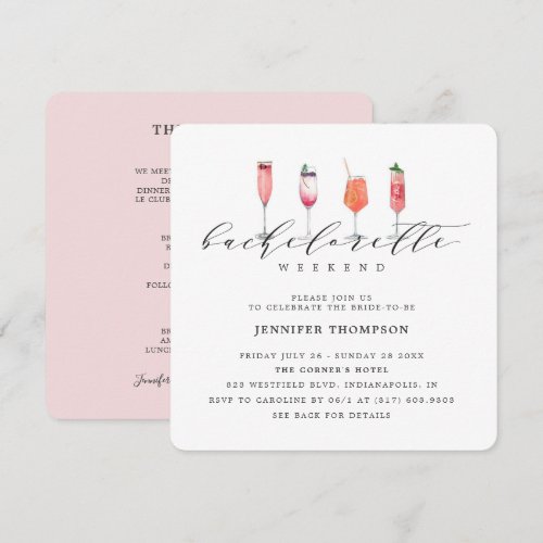 Modern Blush Bachelorette Weekend Invitation