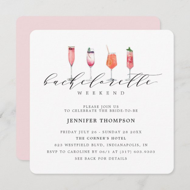 Modern Blush Bachelorette Weekend Invitation