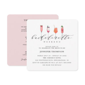 Modern Blush Bachelorette Weekend Invitation