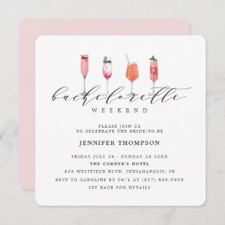 Modern Blush Bachelorette Weekend Invitation