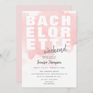 Modern Blush Bachelorette Weekend Itinerary Invitation