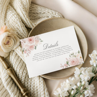 Modern Blush Botanical Wedding Details Enclosure Card