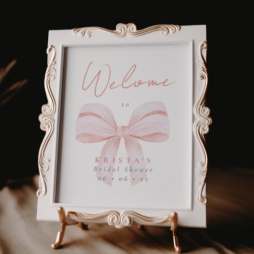 Modern Blush Bow Bridal Shower Welcome Poster