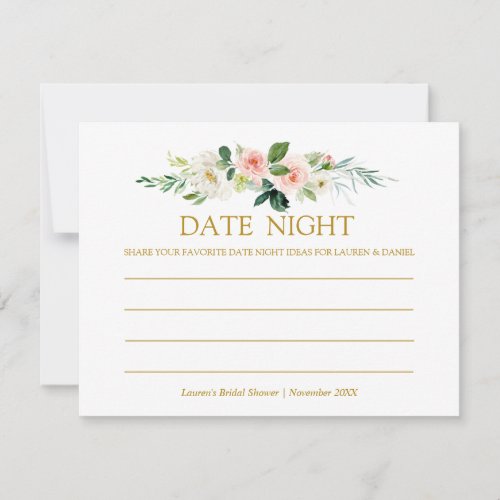 Modern Blush  Bridal Shower Date Night Advice Card
