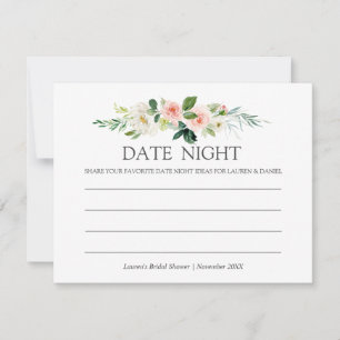 Modern Blush Bridal Shower Date Night pink Advice Card