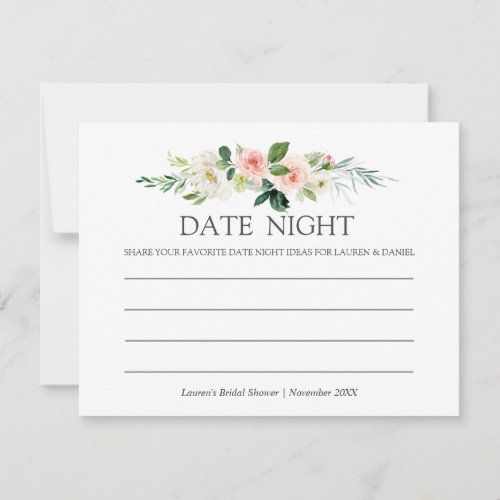 Modern Blush  Bridal Shower Date Night pink Advice Card