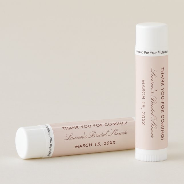 Modern Blush Bridal Shower Favors Lip Balm (Front)
