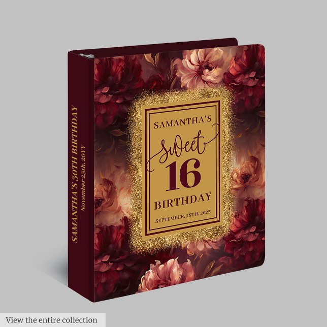 Modern Blush Burgundy Gold Sweet 16 Album Book 3 Ring Binder (Modern Blush Burgundy Gold Sweet 16 Album Book 3 ring binder)