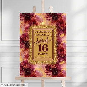 Modern Blush Burgundy Gold Sweet 16 Celebration Foam Board