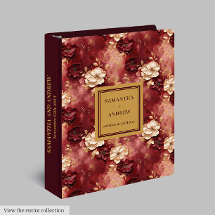 Modern Blush Burgundy Gold Wedding Photo Album 3 Ring Binder