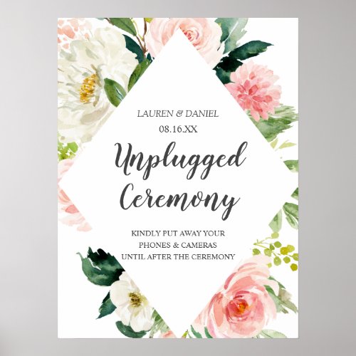 Modern Blush  Chic Unplugged Wedding Ceremony Sign