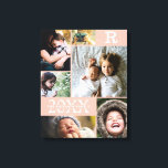 Modern Blush Color Block Family 6 Photo Collage Canvas Print<br><div class="desc">Modern Blush Pink Color Block Family 6 Photo Collage - with personalized family last name, year, and initial letter, all arranged in an elegant grid layout. This modern and sleek design displays 6 of your own pictures beautifully. Available in several colorways to match any room decor. Makes a great holiday...</div>
