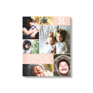 Modern Blush Color Block Family 6 Photo Collage Canvas Print