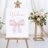 Pink Bow Baby Shower Welcome Sign