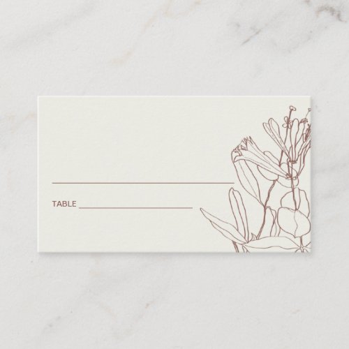 MODERN BLUSH CREAM LINE DRAWING FLORAL PLACE CARD