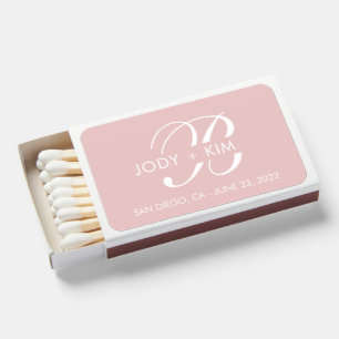 Modern Blush Custom Wedding Matchbox Matchboxes